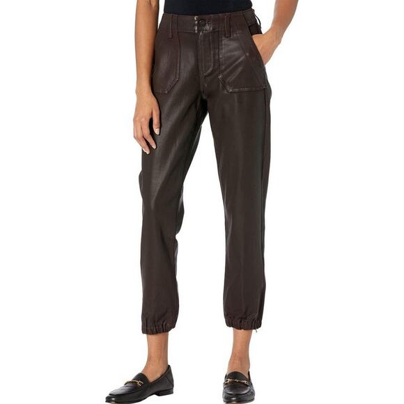 PAIGE Mayslie Transcend Denim Weekender Jogger 27" Chicory Coffee Luxe Coating - Picture 4 of 16